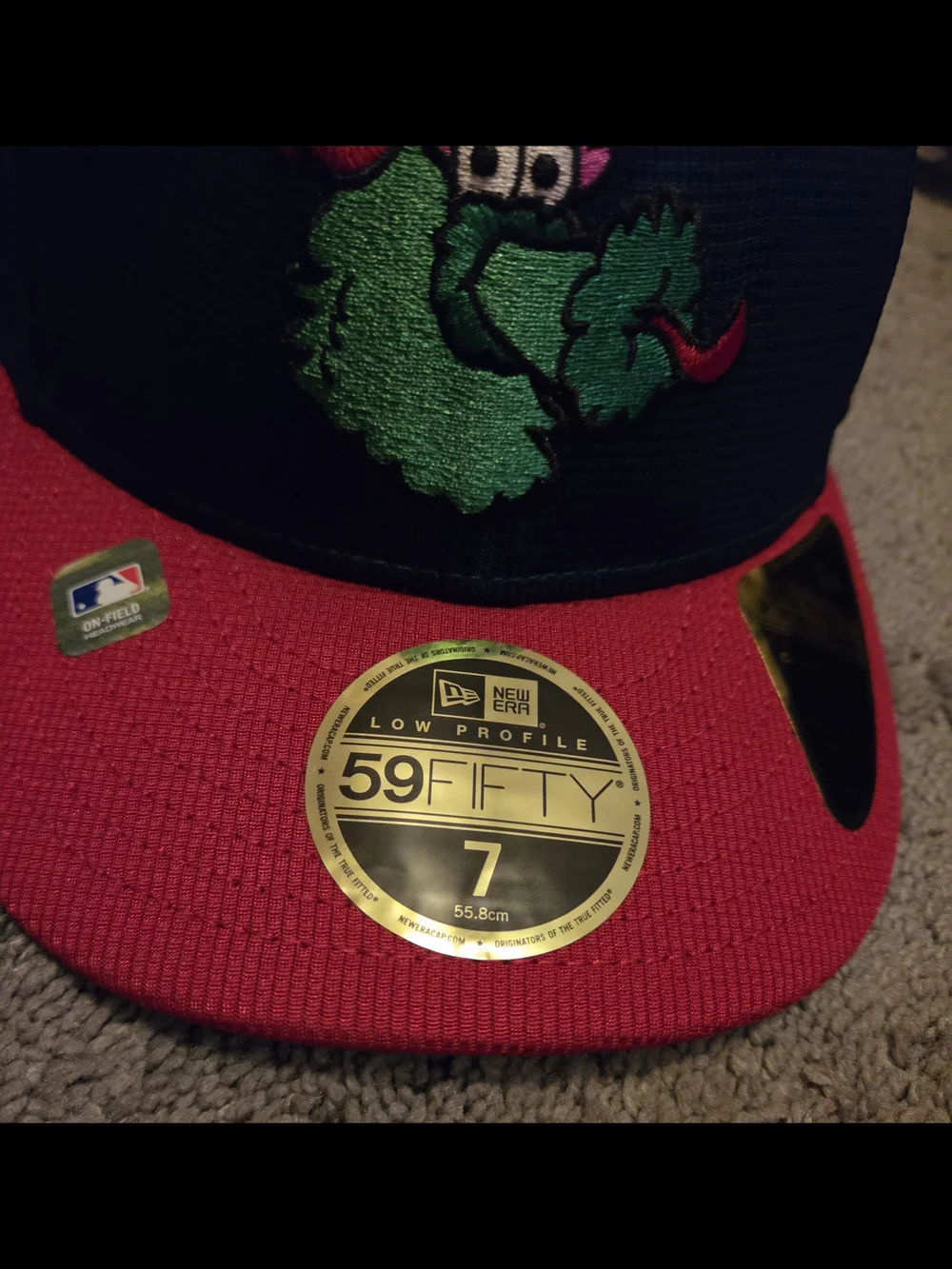New Era 59FIFTY Fitted Cap - Navy & Red with Green Mascot